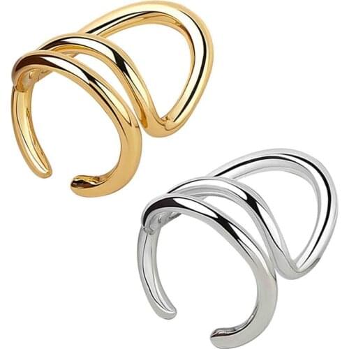Design Sense Of Light Luxury Hollow Geometric Round Wire Ring Female Ins Simple Opening Index Finger Ring