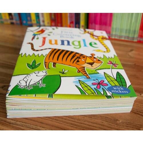 12 Books Usborne first colouring book English Coloring Books sticker kids children adults home drawing/Art/painting drawing Book