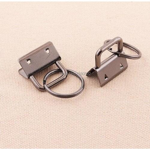 10pcs /lot 25mm black color Key Fob Hardware with key ring split ring buckle For lanyard webbing