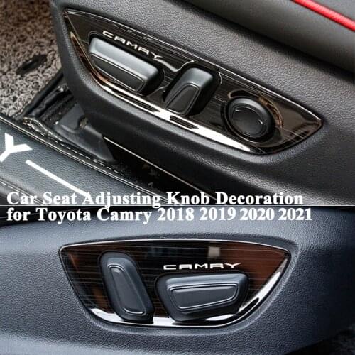 2pcs/set Car Seat Adjusting Knob Button Panel Decoration Cover Sticker Styling Accessories for Toyota Camry 2018 2019 2020 2021