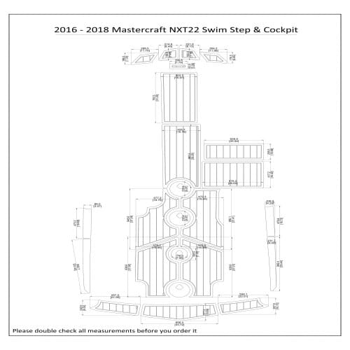 2016 - 2018 Mastercraft NXT22 Swim Step & Cockpit Boat EVA Teak Decking 1/4" 6mm