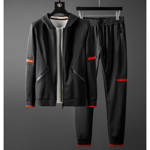 2021 Men Sets (sweatshirts+pants) Luxury Autumn Winter Sport Mens Hoodies Elastic Waist Man Sets With Pants Plus Size 5XL