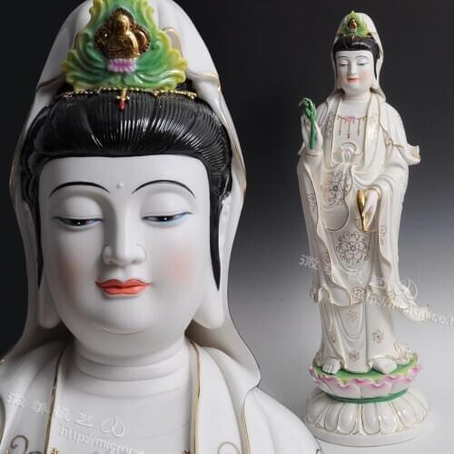 28 inch gold net bottle like Avalokiteshvara put Ephraim willow Guanyin Buddha Buddhist supplies wholesale Dehua ceramics