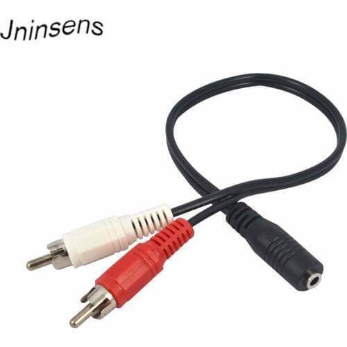 3.5mm Stereo Female Jack To 2 RCA Male Plug Adapter Headphone Y Audio Cable Female To Male Audio Cable Cord Wholesale