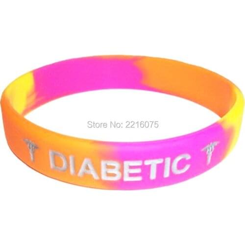 300pcs Segment Medical Alert Diabetic wristband silicone bracelets free shipping by DHL express