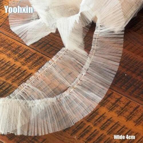 4cm Wide NEW Cotton Embroidery yellow flower lace fabric dubai sewing DIY trim fringe tulle applique Ribbon collar dress decor