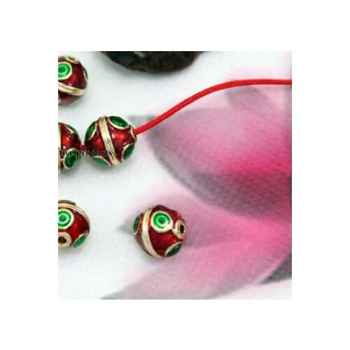 5pcs/lot Tibetan silver Dripping oil spacer Cloisonne lotus beads Loose Bead Spacer Beads for DIY Jewelry Making bracelet fg4s