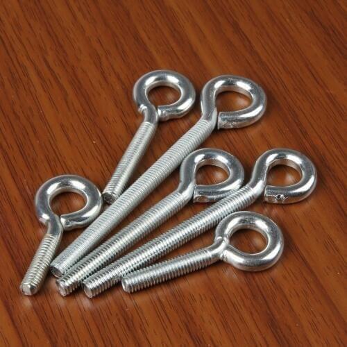 50pcs/lot M5*15/20/25/30/40/50/60 Zinc Plated Eye Bolt M5 Hook Screw Threaded Hardware