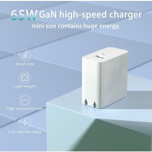 65W GaN Quick Charger Fast Charging Type C PD USB Charger with QC 4.0 3.0 Portable Fast Charger For phone Laptop Game Consoles