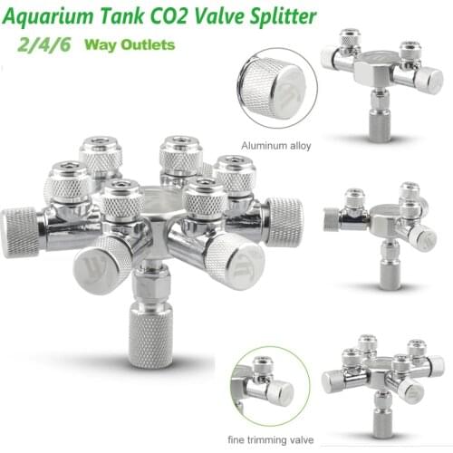 Aquarium Tank CO2 Valve Splitter Regulator Distributor Needle Fine Adjustment Valve for CO2 Regulator with 2/4/6 Way Outlets