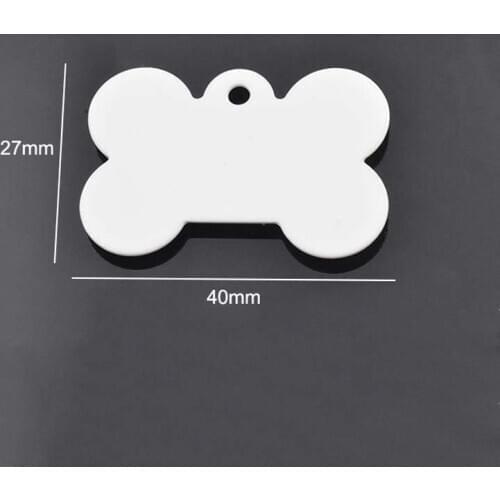 Stock-2020 new design 40*27mm White Aluminum Sublimation Dog Tag Blank Aluminium Bone Dog Tag Sublimation Blank Dog id Tag
