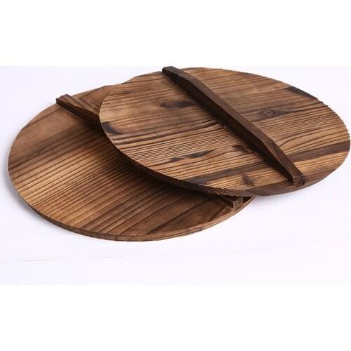 Wooden Wood Cover Handmade Fir Anti-scalding Pot Lid Cover Wok Lid Hypotenuse Iron Wood Lid Iron Wok Wooden Pan Lid Wholesale