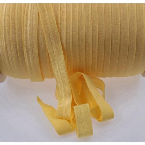 #644 Buttercup 5/8" inch solid FOE Fold Over Elastic Shiny for elastic Headbands Hair Ties 50yards and 100yards/lot