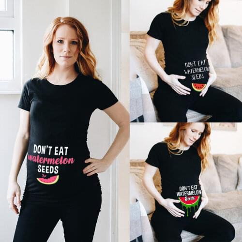 Don't Eat Watermelon Seeds Maternity Tshirt Watermelon Printing Funny Graphic Pregnant Clothes 2020 New Pregnancy T Shirts