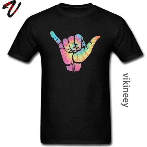 Tie Dye Shaka Youth T-Shirt Hip Hop Roll Rock Hands Printed T Shirt For Men Pure Cotton O-Neck Short Sleeve Party Tee-Shirts