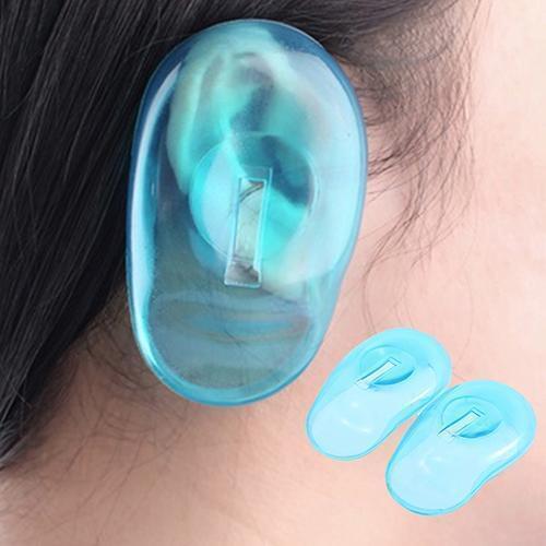 Hot 2 Pcs Clear Silicone Ear Cover Home Salon Hair Dye Shield Protectors Blue Newest