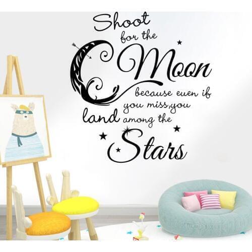 Cartoon Moon Stars Wall Sticker for kids baby rooms home decoration Mural Decals Art English alphabet stickers wallpaper
