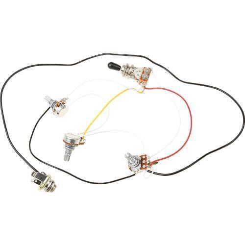 Set of Professional Wiring Harness with 2V1T1J 3 Way Toggle Switches Copper Bush Jack for Electric Guitar Replacement