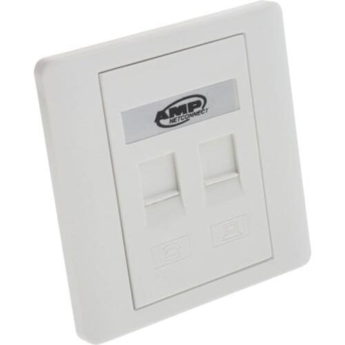 RJ45 RJ11 Face Plate Wall Socket Ethernet Single Gang 2 Ports with Keystones