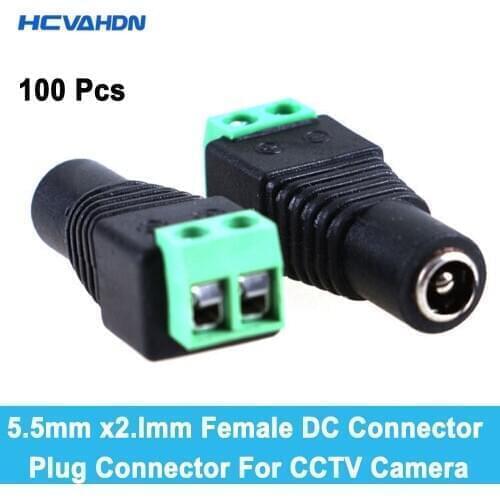 New Arrival,100pcs/lot Female DC Connector 5.5/2.1mm CCTV UTP DC Power Plug Adapter Cable DC/AC 2/Camera Video Balun
