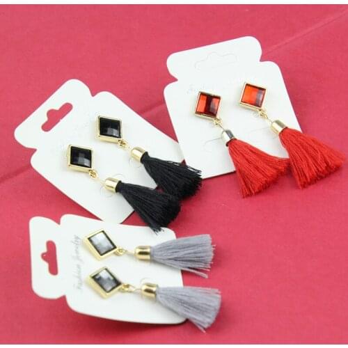 SUMENG New Arrival 2021 Fashion Black Tassel Earrings For Women Crystal Vintage Tassel Earrings Elegant Graceful Lady Gift