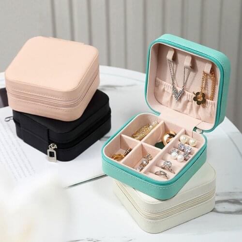 Jewelry Organizer Display Travel Jewelry Case Boxes Portable Jewelry Box Zipper Leather Storage Joyeros Organizador De Joyas