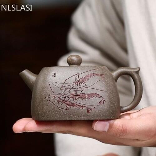 Yixing Authentic Tea Pot Handmade Square Shape Purple Clay Teapot Beauty Kettle Chinese Tea Ceremony Customized Gifts 230ml