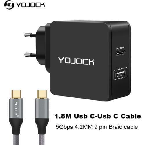 USB Type-C Wall Charger Power Adapter With Power Delivery For IPhone X Macbook Pro PD Charger With 1.8M USB C Cable