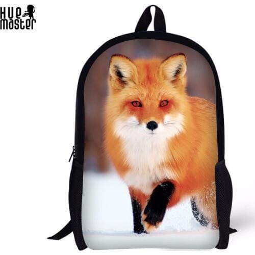 HUE MASTER Fox School Bags For Girls Boys Bolsa Escolar Mochilas Escolares 17 Inch Leisure Schoolbag Backpack Light Study Bag