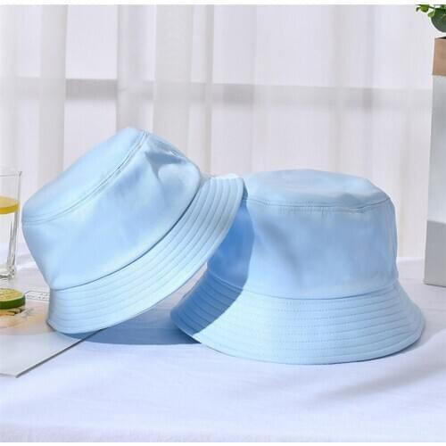 ZWF690 New Unisex Sun Hat Children Summer Double Side Bucket Hat Pure Color Panama Fedoras Outdoor Fisherman Hat Visor Basin Cap