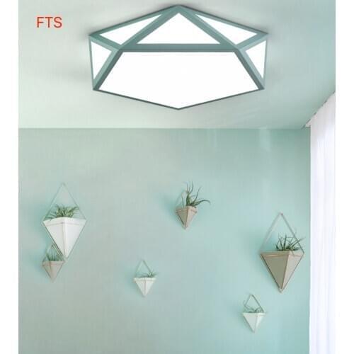 Nordic living room bedroom light simple geometric childrens room diamond personality led macaron ceiling lamp