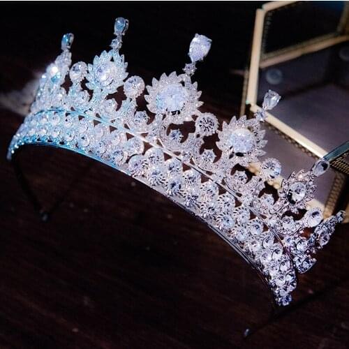 Bridal Tiaras Crowns Women Royal Queen Crystal Jewelry Rhinestone Baroque Pageant Diadem Party Vintage Wedding Hair Accessories