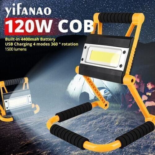 120W High Light Led Folding Work Light USB Rechargeable 1500lm Outdoor Camping Lamp Portable Floodlight COB LED Searchlight