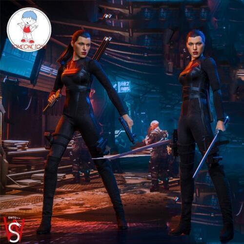 SWtoys 1/6 The Clone Alice 2.0 Action Figures In Black Tight Combat Uniform Sword Gun Model Collection Figures Toys