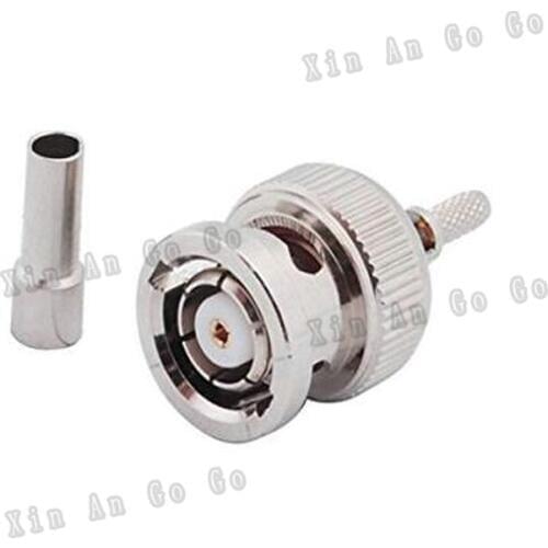 RP BNC male crimp 50 ohm RF connector RP-BNC male crimp Plug for RG316 RG174 LMR100 coaxial cable fast ship
