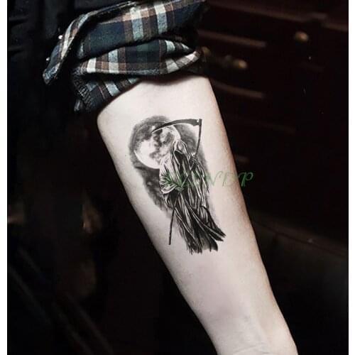 Waterproof Temporary Tattoo Sticker grim Reaper Flash Tatoo Fake Tatto arm Wrist Foot hand foot For Girl Men Women