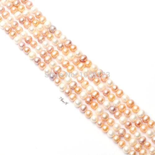 High Quality 7-8mm Natural Purple White Pink Freshwater Pearl Oval Shape DIY Loose Beads Strand 15" Jewellery Making w1876