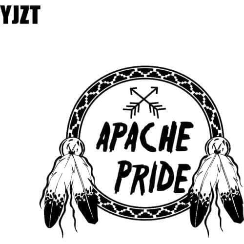 YJZT 18CM*15.1CM Apache Pride With Arrows In Dream Catcher Round With Feathers Vinyl Decal Car Sticker Black Silver C10-02284