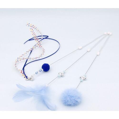 Fun Bunny Hair Ribbon Funny Cat Wand Candy Color Kitten Toy Interactive Toy Feather Bell Fairy Wand Three Piece Combination Set