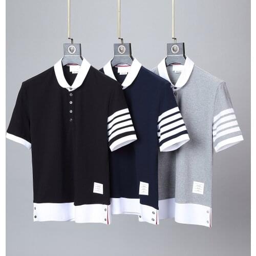 2021NewTB THOM Brand Polo Shirt Cotton Casual Short Sleeve Women Blouse Summer Korean Design Turn Down Collar Couple Outfit Top