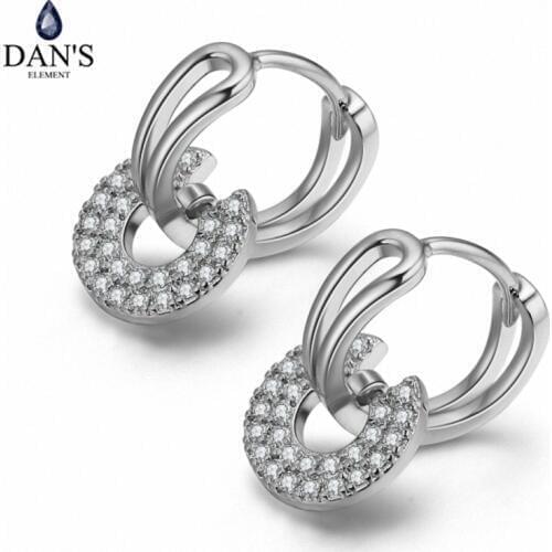 DANS ELEMENT 3 Colors Real Big Brand AAA Zirconia Micro Inlays Square Earrings for Women Gift Top Quality #132888