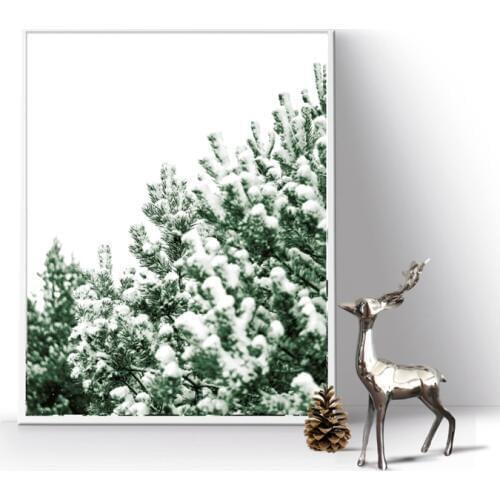 Winter Nature Photography Canvas Print Wall Art Picture , Snow Pine Tree Canvas Painting Scandinavian Poster Home Decoration