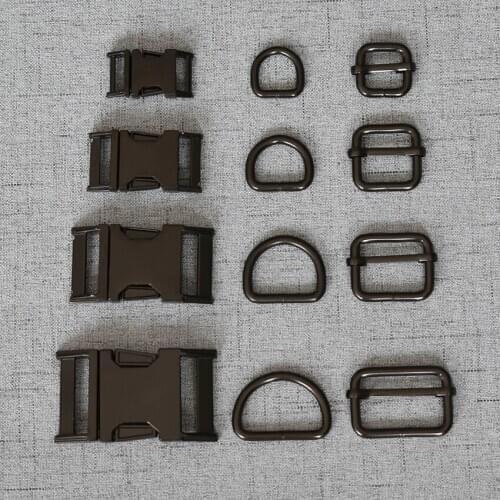 100 Sets 15mm/20mm/25mm/32mm Metal D Ring Adjustable Release Buckle Webbing Tactical Belt Safety Strong Hooks Clips DIY Luggage