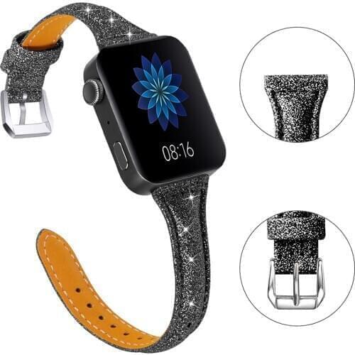 18mm Shiny Leather Bracelet for Xiaomi SmartWatch Strap for Garmin Vivoactive 4S Watch Band Replacement Wrist Belt Accessories