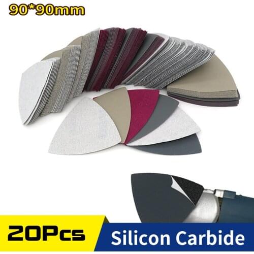 20Pcs Sanding Disc 3-1/2 Inch 90mm Triangular Hook & Loop Sandpaper Fit 3.5 Inch Oscillating Multi Tool, Wet/Dry 60-10000 Grits