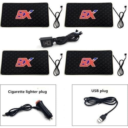 4pcs Car LED Light Feet Automotive Interior USB Colorful Atmosphere Lights Lamp Anti-Slip Mat car accessories RGB Ambient light