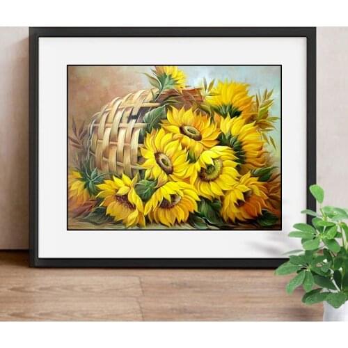 Diamond Embroidery Sunflower Full Round Diy Diamond Painting Embroidered with Rhinestones Flower Series Home Decoration