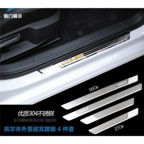 Free shipping 4pcs/lot ultra-thin Stainless Steel Door Sill pedal Scuff Plate for 2008-2017 Golf 6 MK6 Golf 7 MK7