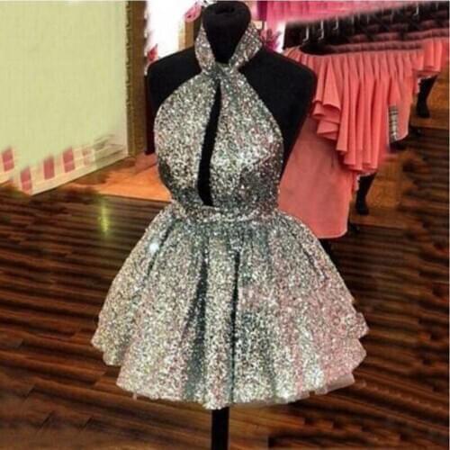 Sparkle Sequins Mini Cocktail Dresses 2021 Generous Short Homecoming Party Dress Chic Graduation Dancing Prom Gowns