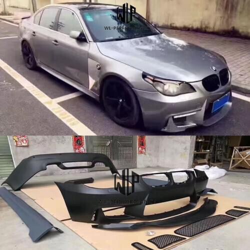 E60 Car Body Kit PP Unpainted Front Rear Bumper Side Skirts Carbon Fiber Front Lip For BMW E60 520i 523i 525i 1M Style 05-10